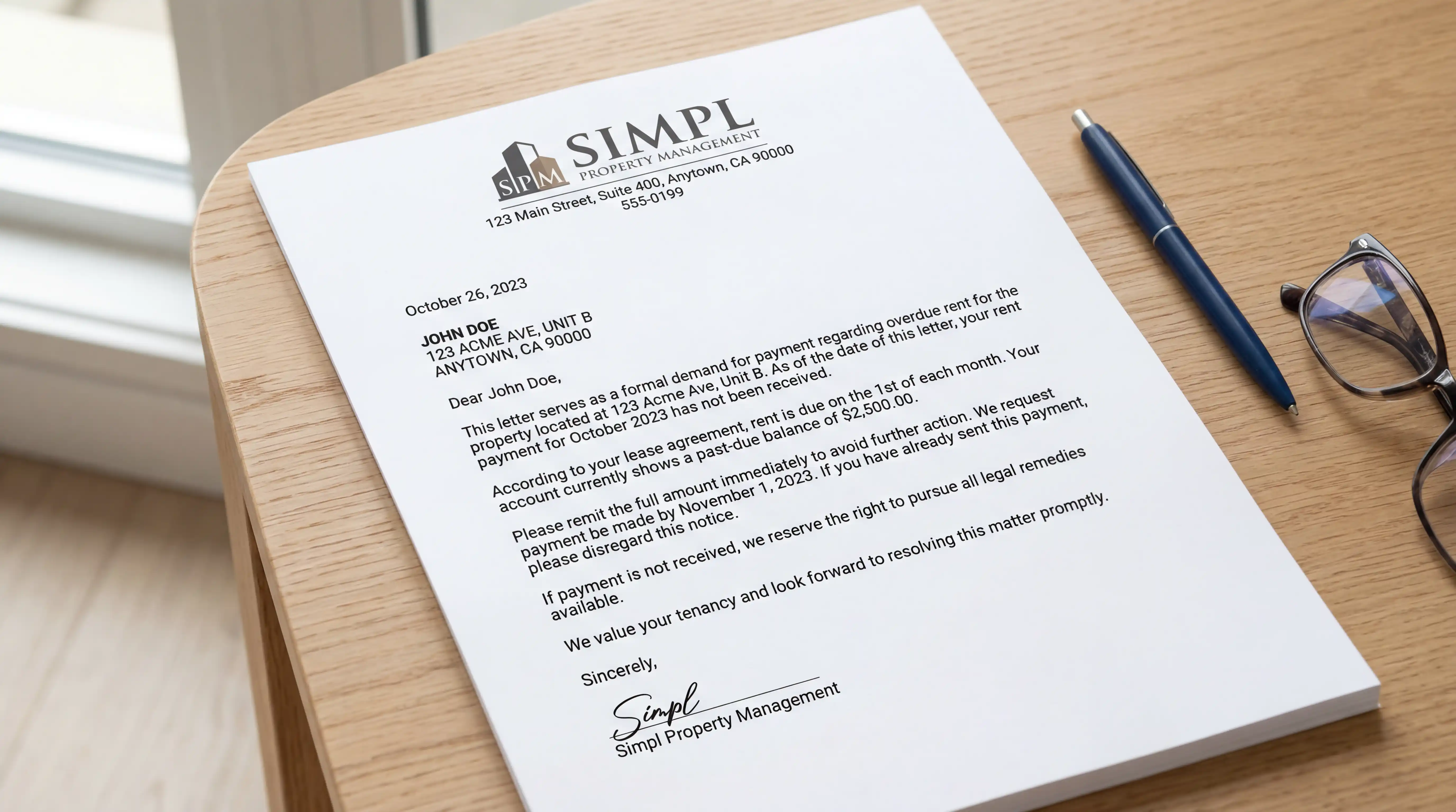 Sample formal rent demand letter template for Kenyan landlords